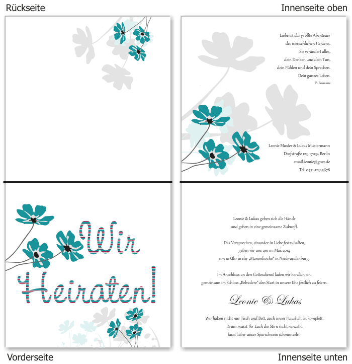 Einladungskarten Hochzeit, Hochzeitseinladungen, Hochzeitskarten, Einladungen f&uuml;r Hochzeit