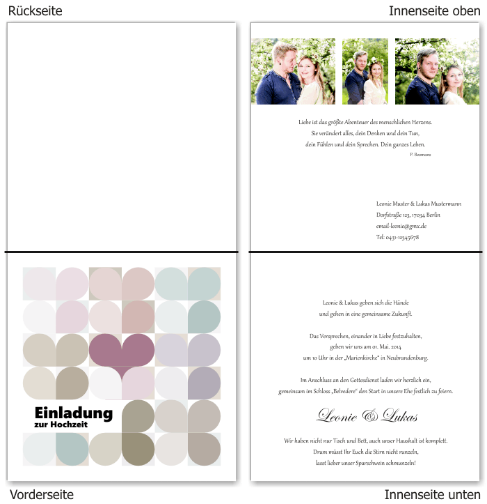  Einladungskarten Hochzeit, Hochzeitseinladungen, Hochzeitskarten, Einladungen f&uuml;r Hochzeit