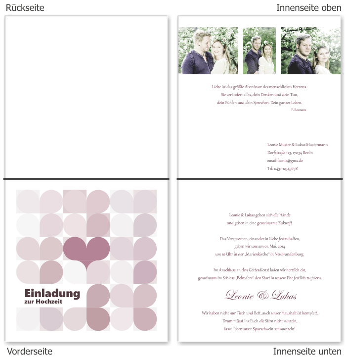  Einladungskarten Hochzeit, Hochzeitseinladungen, Hochzeitskarten, Einladungen f&uuml;r Hochzeit