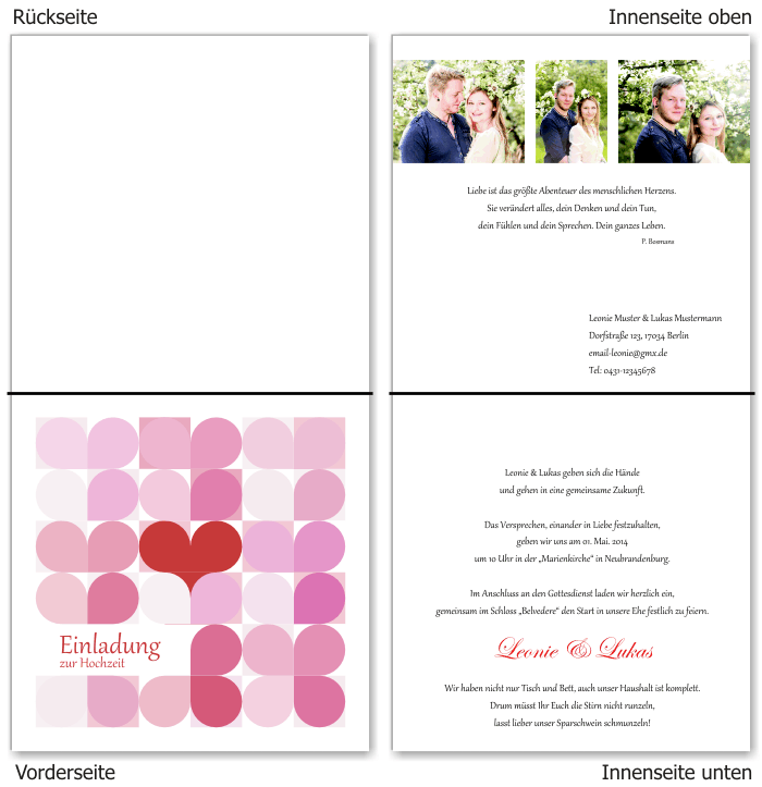  Einladungskarten Hochzeit, Hochzeitseinladungen, Hochzeitskarten, Einladungen f&uuml;r Hochzeit