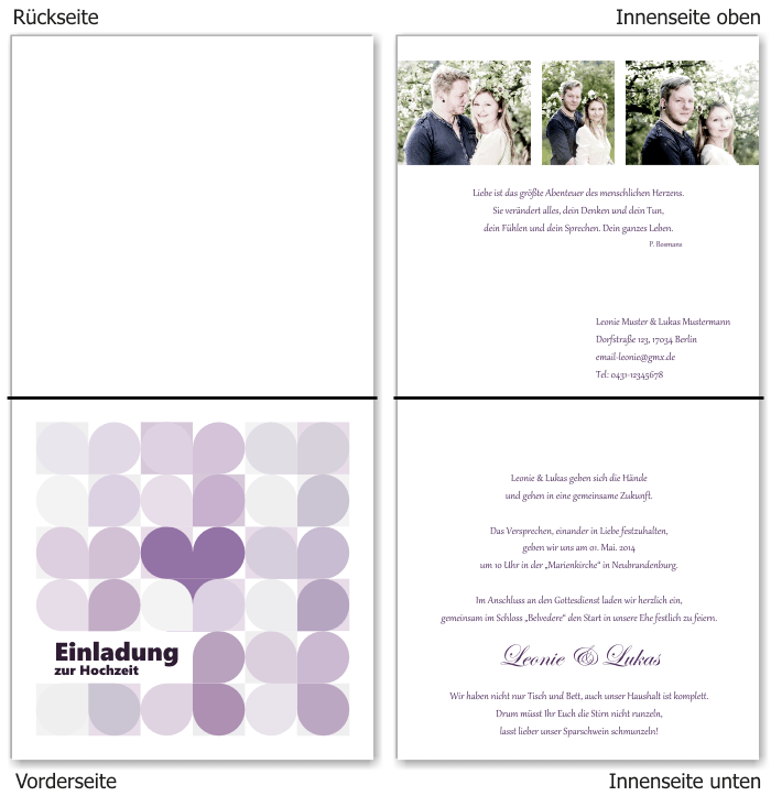  Einladungskarten Hochzeit, Hochzeitseinladungen, Hochzeitskarten, Einladungen f&uuml;r Hochzeit