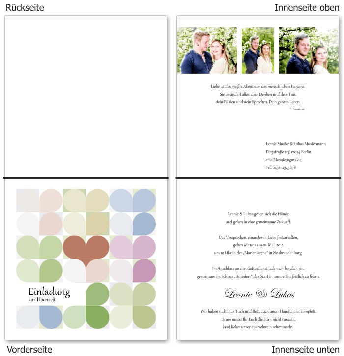  Einladungskarten Hochzeit, Hochzeitseinladungen, Hochzeitskarten, Einladungen f&uuml;r Hochzeit