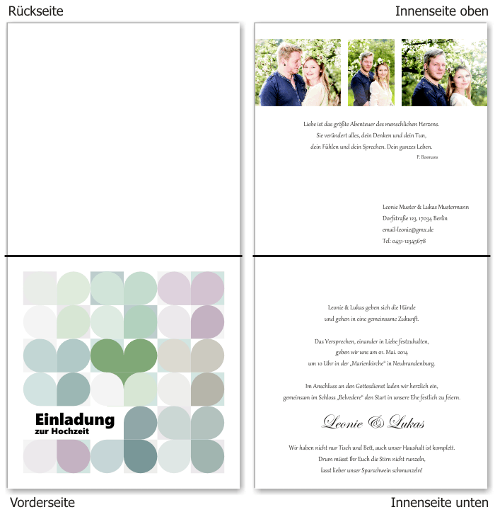  Einladungskarten Hochzeit, Hochzeitseinladungen, Hochzeitskarten, Einladungen f&uuml;r Hochzeit