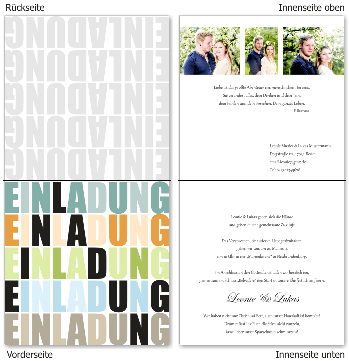  Einladungskarten Hochzeit, Hochzeitseinladungen, Hochzeitskarten, Einladungen f&uuml;r Hochzeit