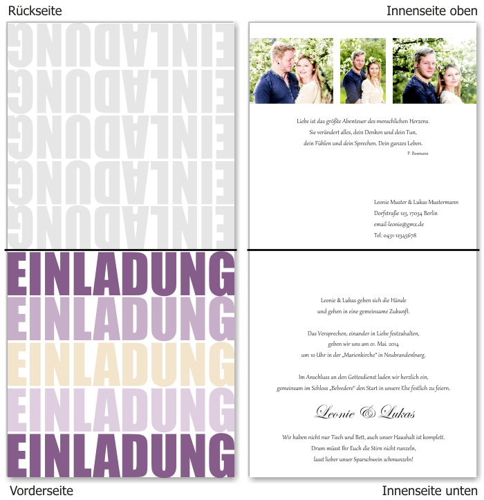  Einladungskarten Hochzeit, Hochzeitseinladungen, Hochzeitskarten, Einladungen f&uuml;r Hochzeit