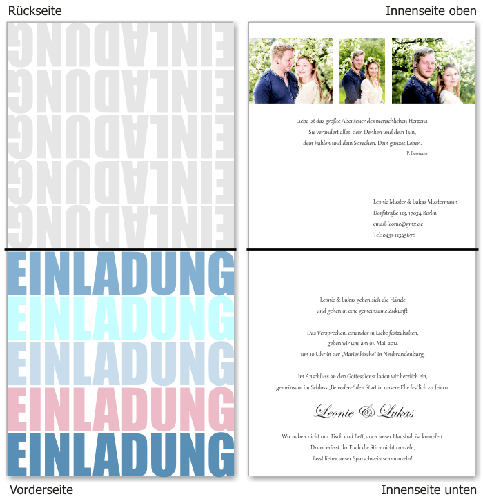  Einladungskarten Hochzeit, Hochzeitseinladungen, Hochzeitskarten, Einladungen f&uuml;r Hochzeit