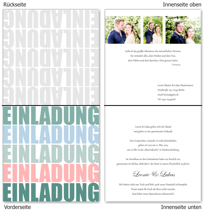  Einladungskarten Hochzeit, Hochzeitseinladungen, Hochzeitskarten, Einladungen f&uuml;r Hochzeit
