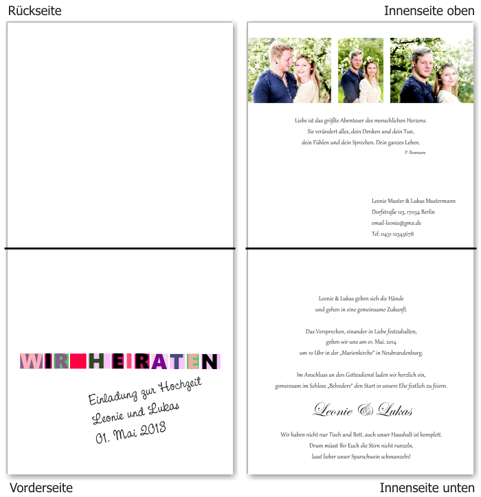  Einladungskarten Hochzeit, Hochzeitseinladungen, Hochzeitskarten, Einladungen f&uuml;r Hochzeit