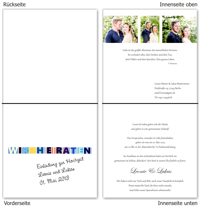  Einladungskarten Hochzeit, Hochzeitseinladungen, Hochzeitskarten, Einladungen f&uuml;r Hochzeit