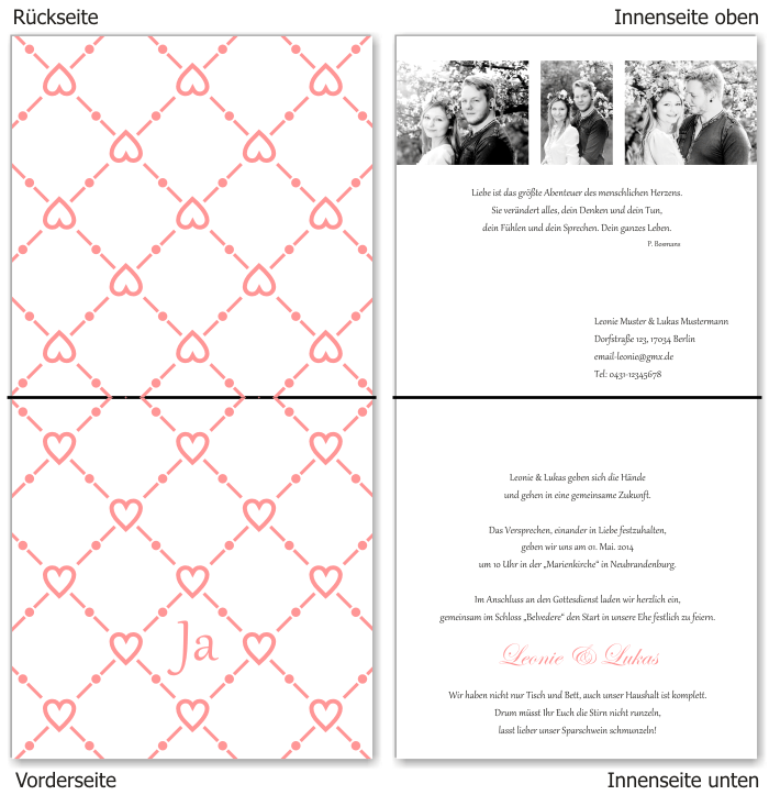  Einladungskarten Hochzeit, Hochzeitseinladungen, Hochzeitskarten, Einladungen f&uuml;r Hochzeit