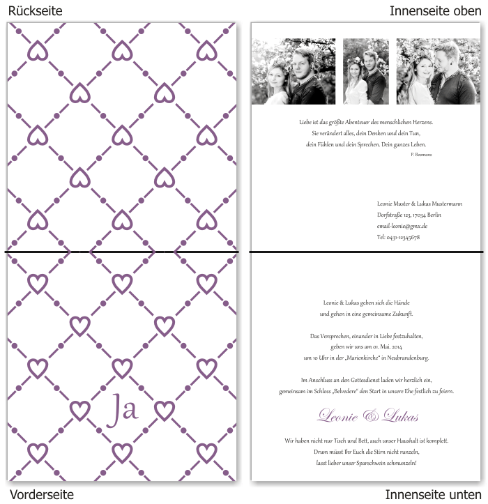  Einladungskarten Hochzeit, Hochzeitseinladungen, Hochzeitskarten, Einladungen f&uuml;r Hochzeit