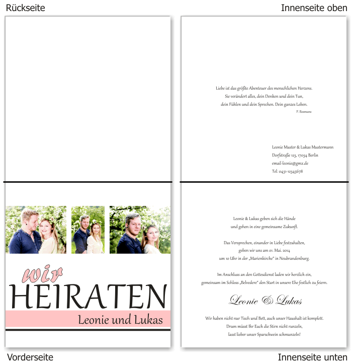  Einladungskarten Hochzeit, Hochzeitseinladungen, Hochzeitskarten, Einladungen f&uuml;r Hochzeit