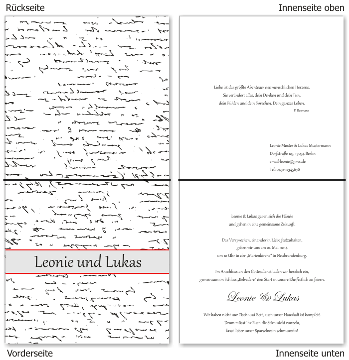  Einladungskarten Hochzeit, Hochzeitseinladungen, Hochzeitskarten, Einladungen f&uuml;r Hochzeit