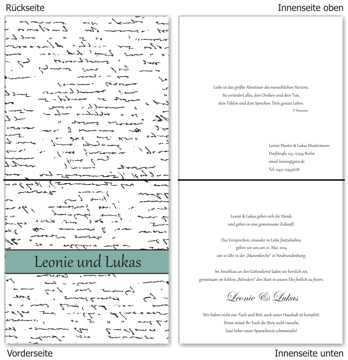  Einladungskarten Hochzeit, Hochzeitseinladungen, Hochzeitskarten, Einladungen f&uuml;r Hochzeit