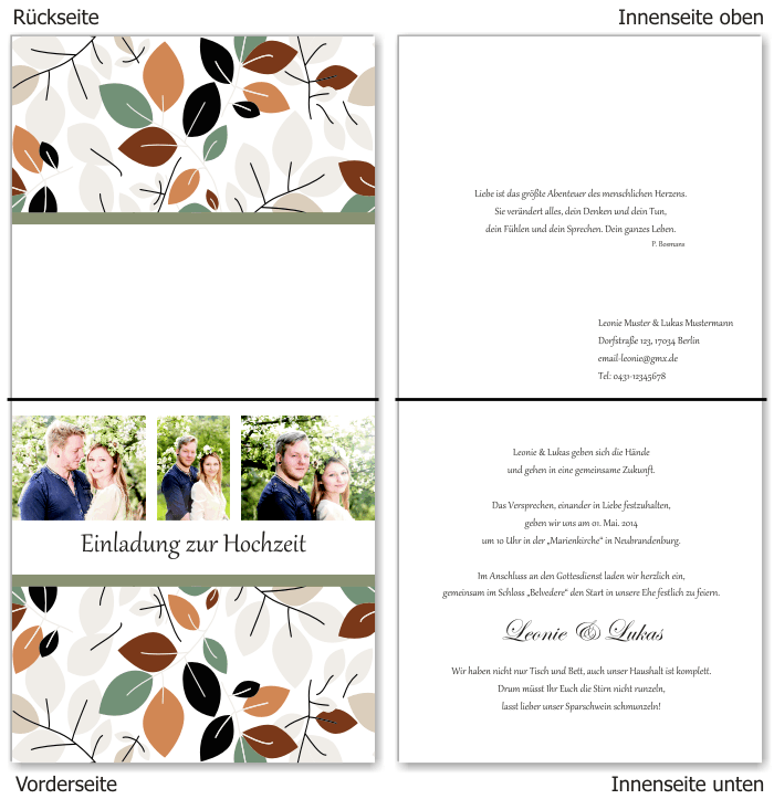 Einladungskarten Hochzeit, Hochzeitseinladungen, Hochzeitskarten, Einladungen f&uuml;r Hochzeit
