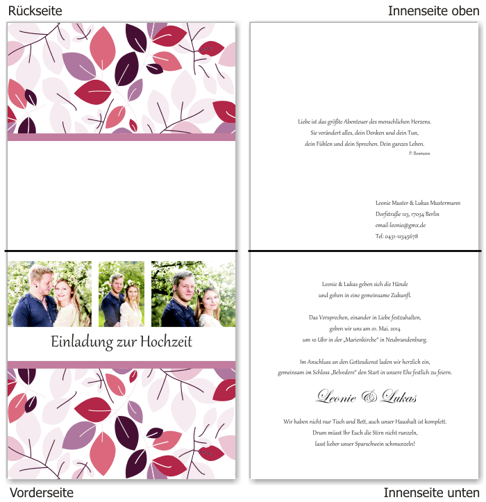  Einladungskarten Hochzeit, Hochzeitseinladungen, Hochzeitskarten, Einladungen f&uuml;r Hochzeit