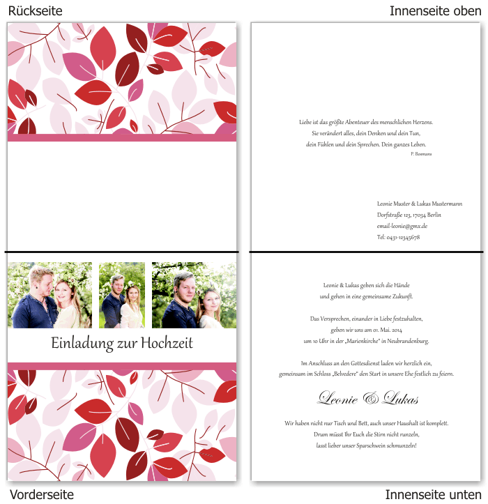  Einladungskarten Hochzeit, Hochzeitseinladungen, Hochzeitskarten, Einladungen f&uuml;r Hochzeit
