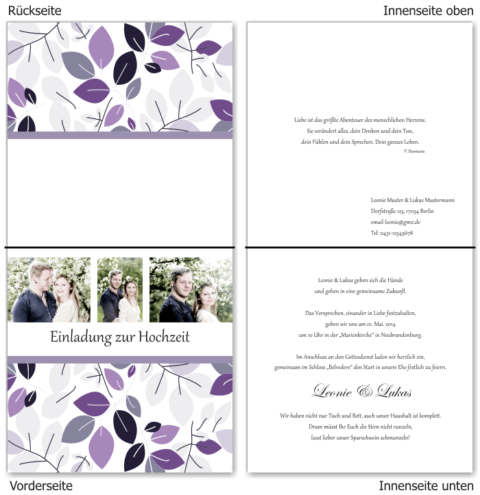  Einladungskarten Hochzeit, Hochzeitseinladungen, Hochzeitskarten, Einladungen f&uuml;r Hochzeit