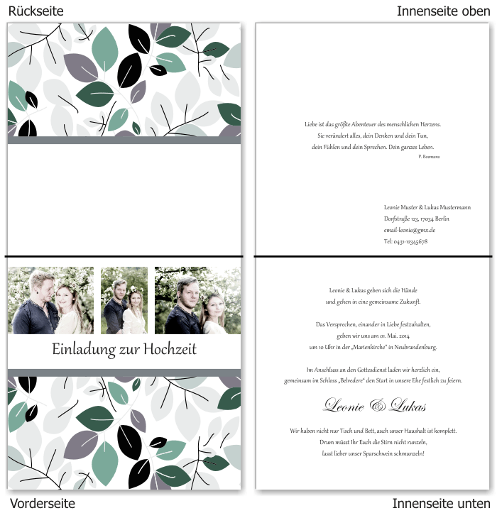  Einladungskarten Hochzeit, Hochzeitseinladungen, Hochzeitskarten, Einladungen f&uuml;r Hochzeit