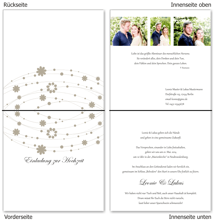  Einladungskarten Hochzeit, Hochzeitseinladungen, Hochzeitskarten, Einladungen f&uuml;r Hochzeit