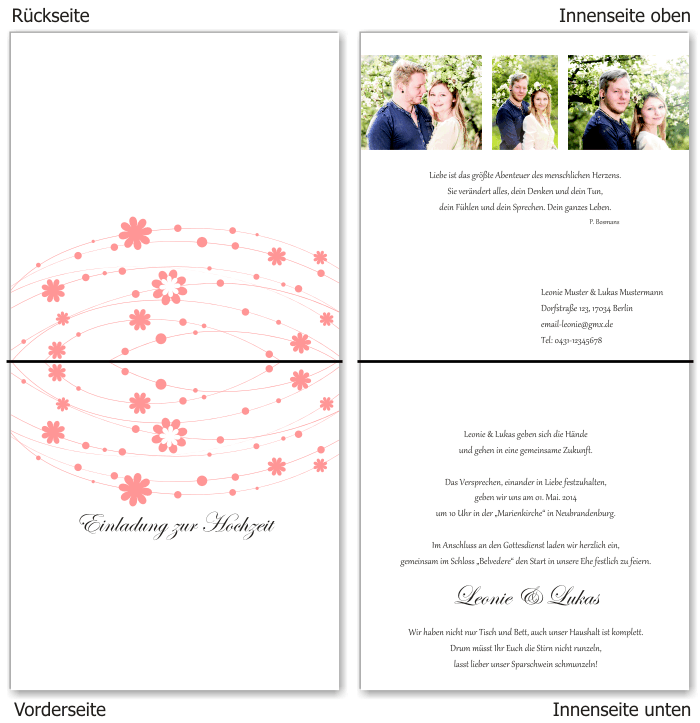  Einladungskarten Hochzeit, Hochzeitseinladungen, Hochzeitskarten, Einladungen f&uuml;r Hochzeit