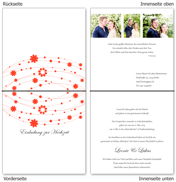  Einladungskarten Hochzeit, Hochzeitseinladungen, Hochzeitskarten, Einladungen f&uuml;r Hochzeit