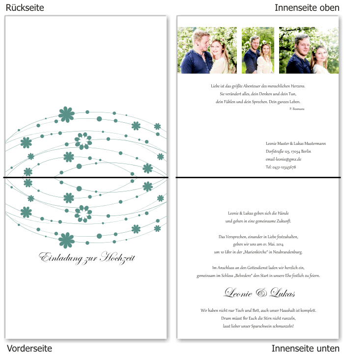  Einladungskarten Hochzeit, Hochzeitseinladungen, Hochzeitskarten, Einladungen f&uuml;r Hochzeit