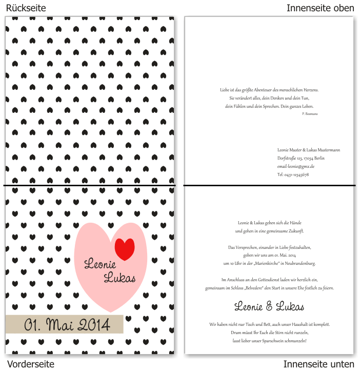  Einladungskarten Hochzeit, Hochzeitseinladungen, Hochzeitskarten, Einladungen f&uuml;r Hochzeit