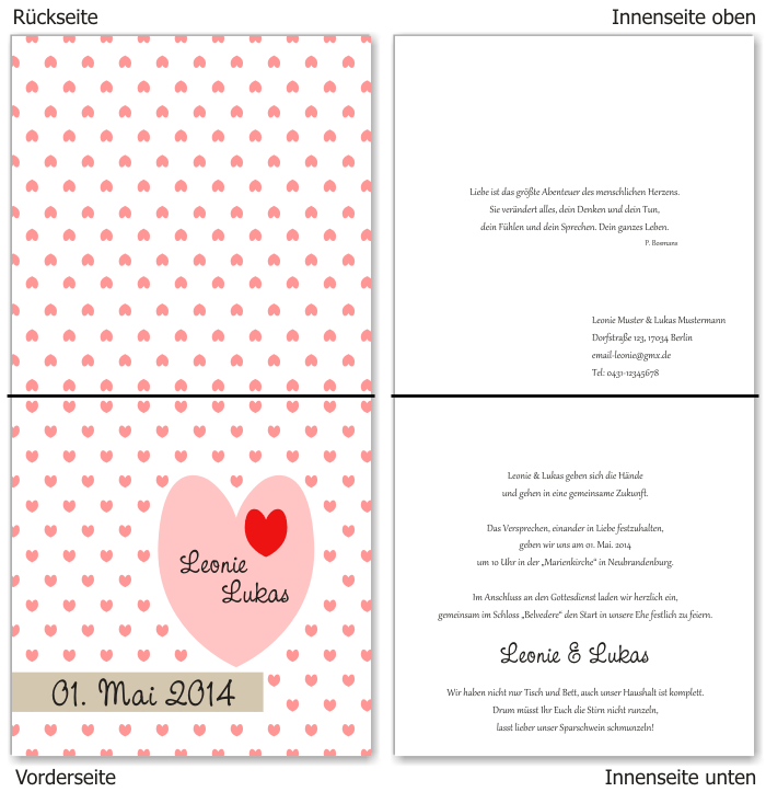  Einladungskarten Hochzeit, Hochzeitseinladungen, Hochzeitskarten, Einladungen f&uuml;r Hochzeit