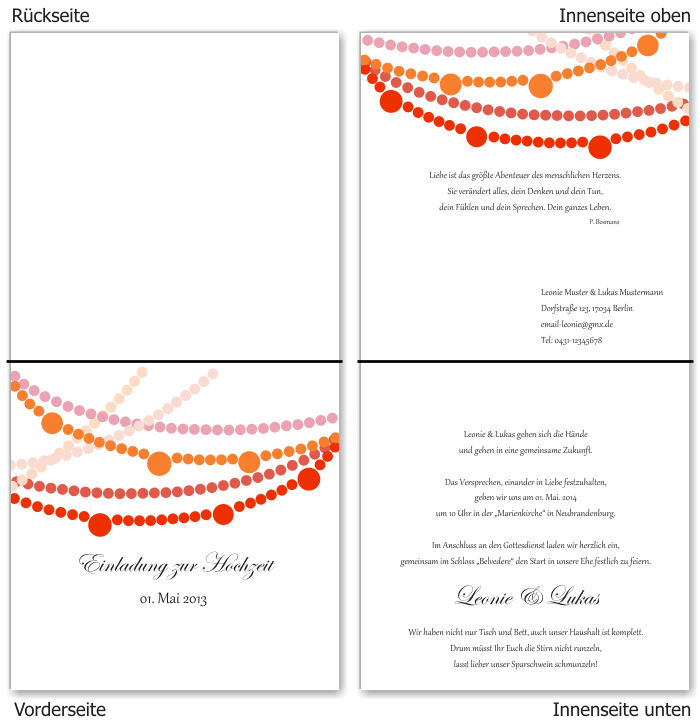  Einladungskarten Hochzeit, Hochzeitseinladungen, Hochzeitskarten, Einladungen f&uuml;r Hochzeit