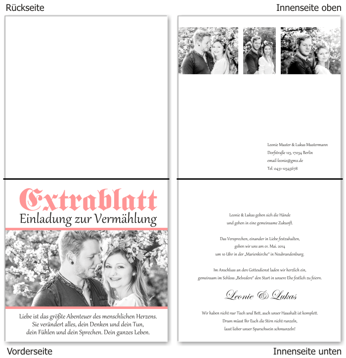  Einladungskarten Hochzeit, Hochzeitseinladungen, Hochzeitskarten, Einladungen f&uuml;r Hochzeit