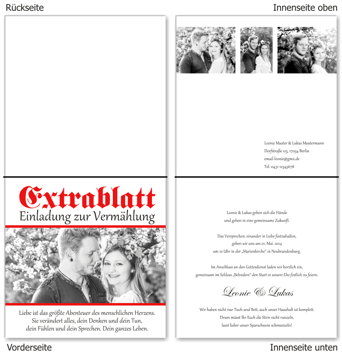  Einladungskarten Hochzeit, Hochzeitseinladungen, Hochzeitskarten, Einladungen f&uuml;r Hochzeit