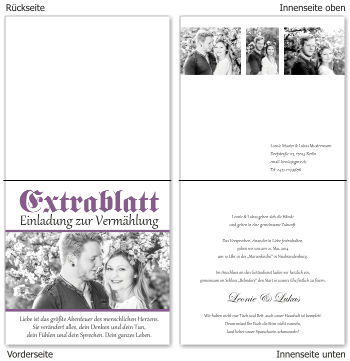  Einladungskarten Hochzeit, Hochzeitseinladungen, Hochzeitskarten, Einladungen f&uuml;r Hochzeit
