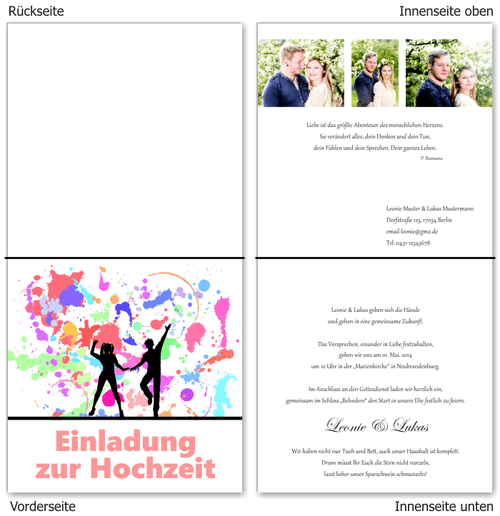  Einladungskarten Hochzeit, Hochzeitseinladungen, Hochzeitskarten, Einladungen f&uuml;r Hochzeit
