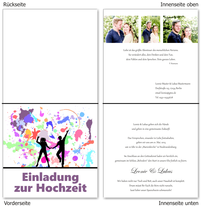  Einladungskarten Hochzeit, Hochzeitseinladungen, Hochzeitskarten, Einladungen f&uuml;r Hochzeit