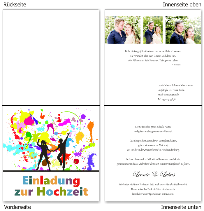  Einladungskarten Hochzeit, Hochzeitseinladungen, Hochzeitskarten, Einladungen f&uuml;r Hochzeit
