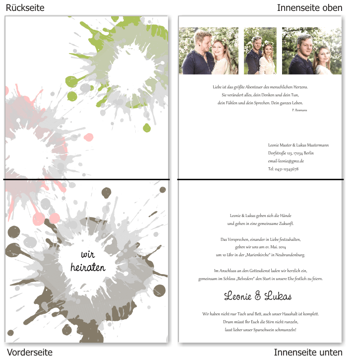  Einladungskarten Hochzeit, Hochzeitseinladungen, Hochzeitskarten, Einladungen f&uuml;r Hochzeit