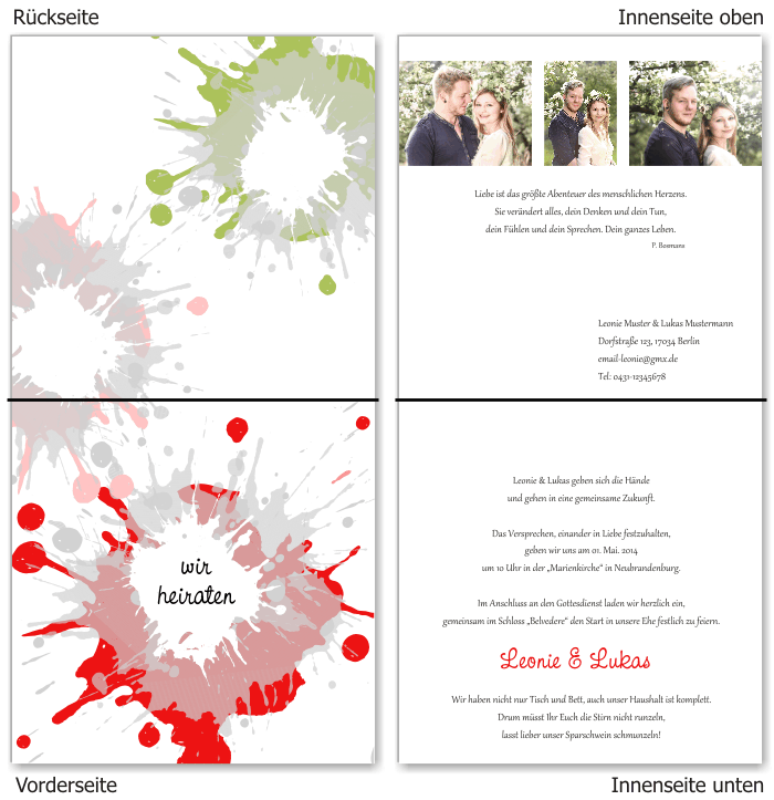  Einladungskarten Hochzeit, Hochzeitseinladungen, Hochzeitskarten, Einladungen f&uuml;r Hochzeit