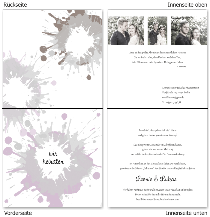  Einladungskarten Hochzeit, Hochzeitseinladungen, Hochzeitskarten, Einladungen f&uuml;r Hochzeit