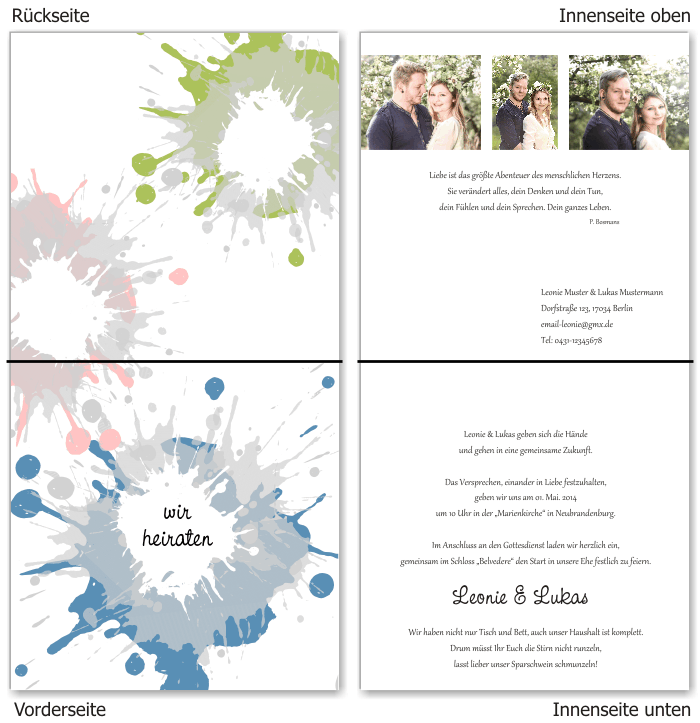  Einladungskarten Hochzeit, Hochzeitseinladungen, Hochzeitskarten, Einladungen f&uuml;r Hochzeit