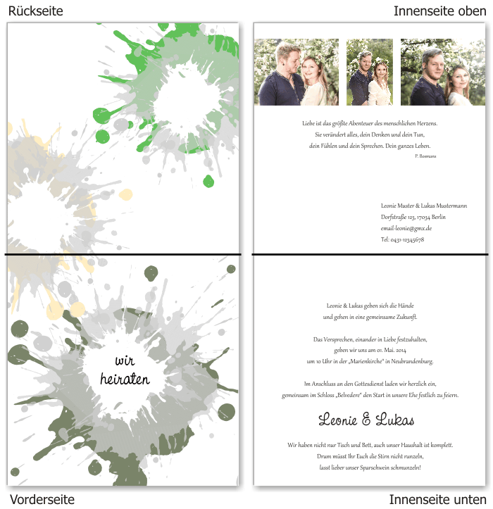  Einladungskarten Hochzeit, Hochzeitseinladungen, Hochzeitskarten, Einladungen f&uuml;r Hochzeit