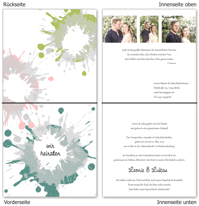  Einladungskarten Hochzeit, Hochzeitseinladungen, Hochzeitskarten, Einladungen f&uuml;r Hochzeit