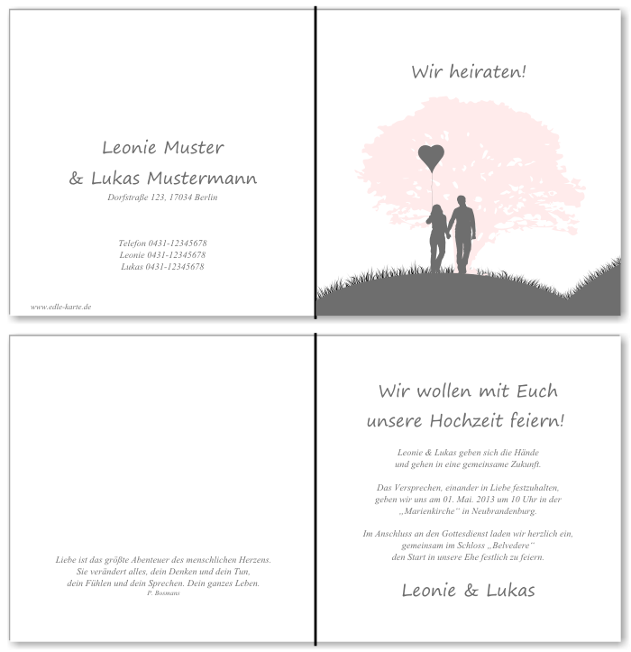  Einladungskarten Hochzeit, Hochzeitseinladungen, Hochzeitskarten, Einladungen f&uuml;r Hochzeit