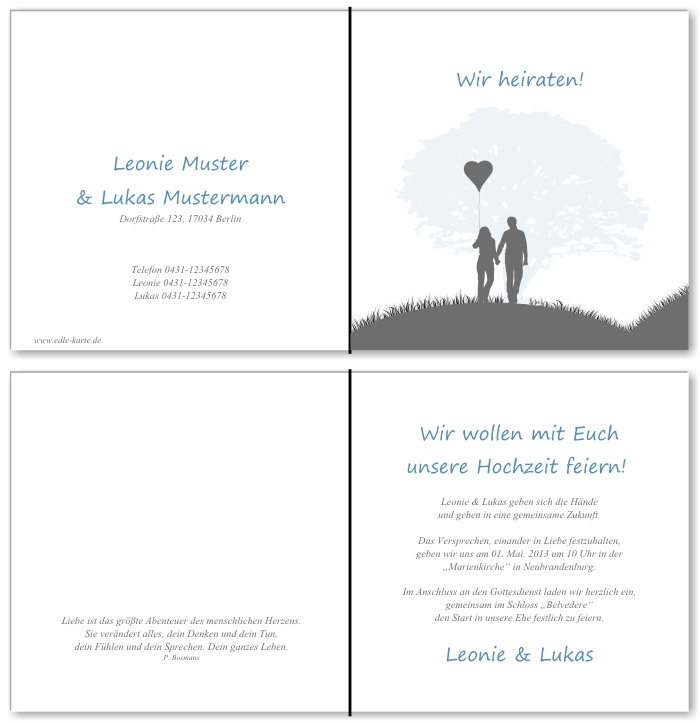  Einladungskarten Hochzeit, Hochzeitseinladungen, Hochzeitskarten, Einladungen f&uuml;r Hochzeit