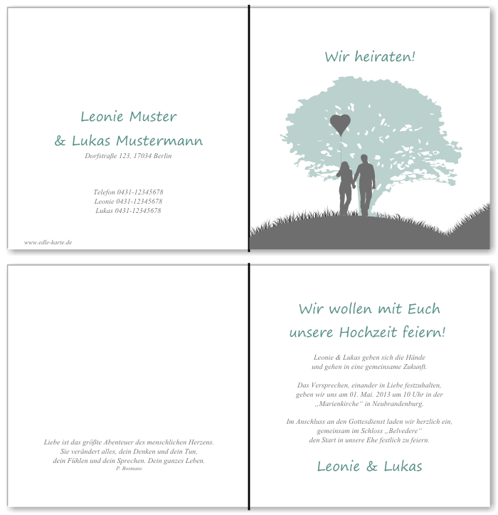  Einladungskarten Hochzeit, Hochzeitseinladungen, Hochzeitskarten, Einladungen f&uuml;r Hochzeit