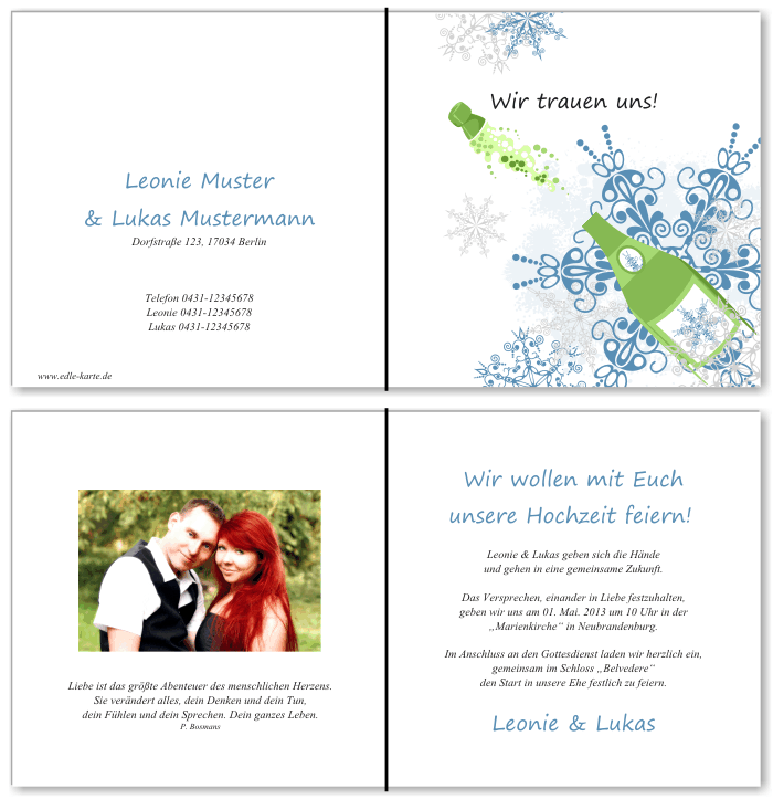  Einladungskarten Hochzeit, Hochzeitseinladungen, Hochzeitskarten, Einladungen f&uuml;r Hochzeit