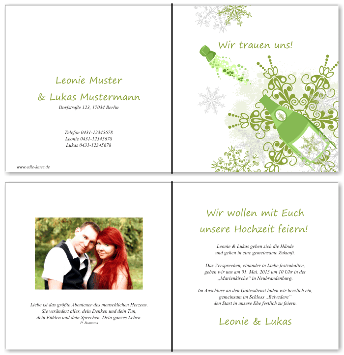  Einladungskarten Hochzeit, Hochzeitseinladungen, Hochzeitskarten, Einladungen f&uuml;r Hochzeit