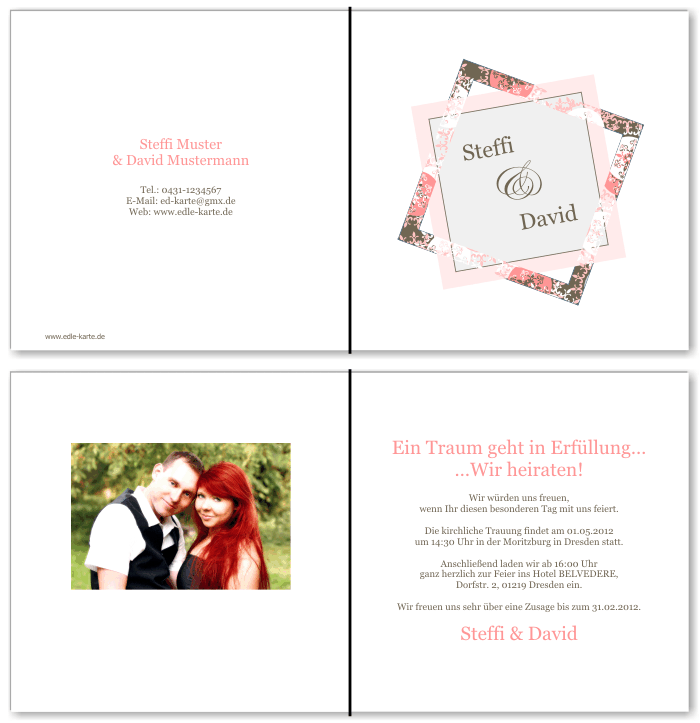  Einladungskarten Hochzeit, Hochzeitseinladungen, Hochzeitskarten, Einladungen f&uuml;r Hochzeit