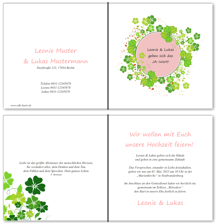  Einladungskarten Hochzeit, Hochzeitseinladungen, Hochzeitskarten, Einladungen f&uuml;r Hochzeit