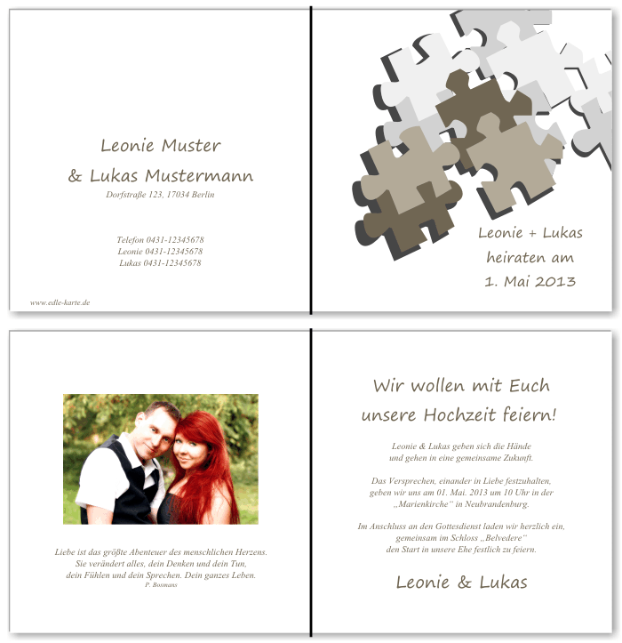  Einladungskarten Hochzeit, Hochzeitseinladungen, Hochzeitskarten, Einladungen f&uuml;r Hochzeit